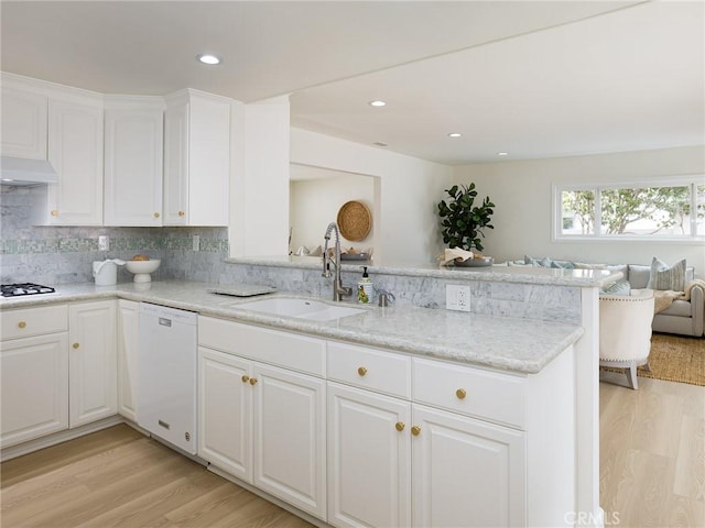 5244 W 137th Pl, Hawthorne, CA 90250 - kitchen with a sink, light wood-style flooring, open floor plan, and dishwasher