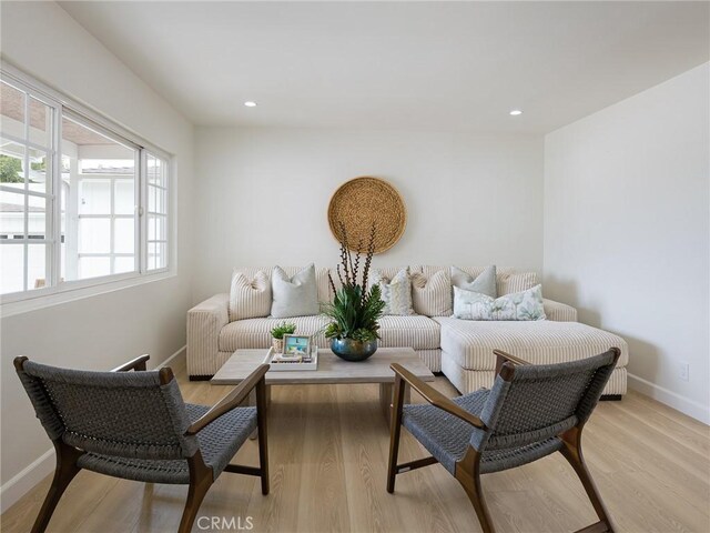 5244 W 137th Pl, Hawthorne, CA 90250 - sitting room with light wood-style floors, baseboards, and recessed lighting