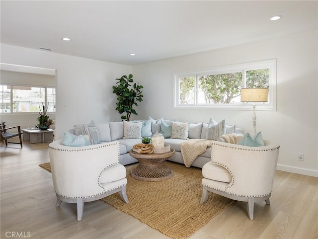 5244 W 137th Pl, Hawthorne, CA 90250 - living room featuring recessed lighting, light wood-type flooring, and plenty of natural light