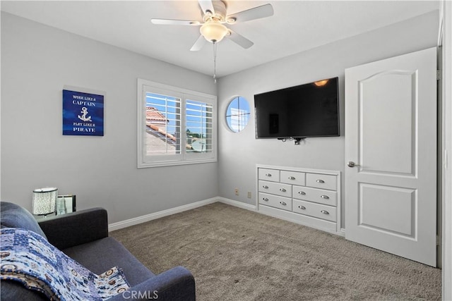 30151 Via Amante, Menifee, CA 92584 - living room with carpet flooring, ceiling fan, and baseboards