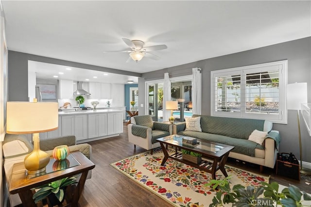30151 Via Amante, Menifee, CA 92584 - living area featuring ceiling fan and wood finished floors