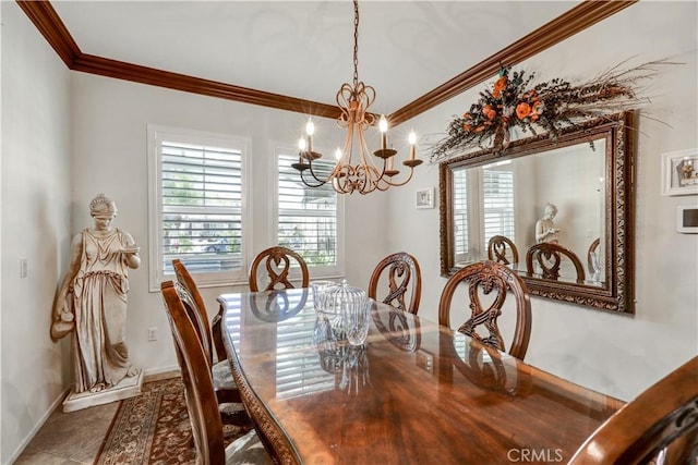 31710 Waterfall Way, Murrieta, CA 92563 - dining area featuring an inviting chandelier, ornamental molding, and baseboards