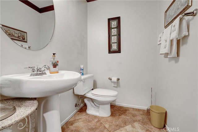 31710 Waterfall Way, Murrieta, CA 92563 - bathroom with toilet, tile patterned flooring, baseboards, and ornamental molding