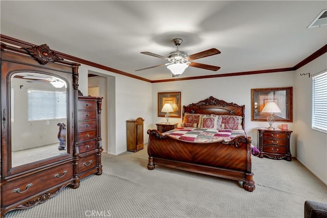 31710 Waterfall Way, Murrieta, CA 92563 - bedroom featuring crown molding, visible vents, baseboards, and carpet floors