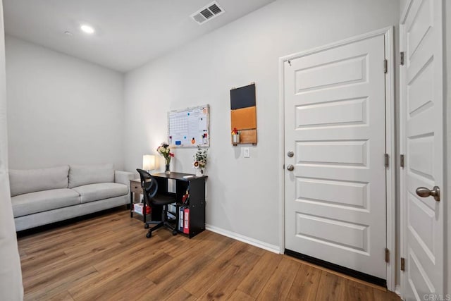 40603 Melrose Dr, Temecula, CA 92591 - entryway with recessed lighting, baseboards, visible vents, and wood finished floors