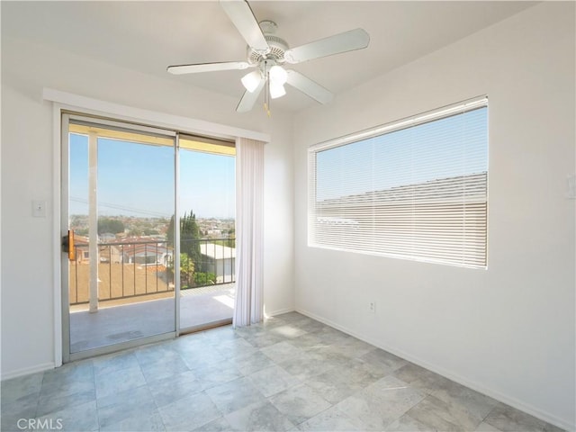 2302 S Gaffey St Unit 1, San Pedro, CA 90731 - spare room featuring ceiling fan, healthy amount of natural light, and baseboards