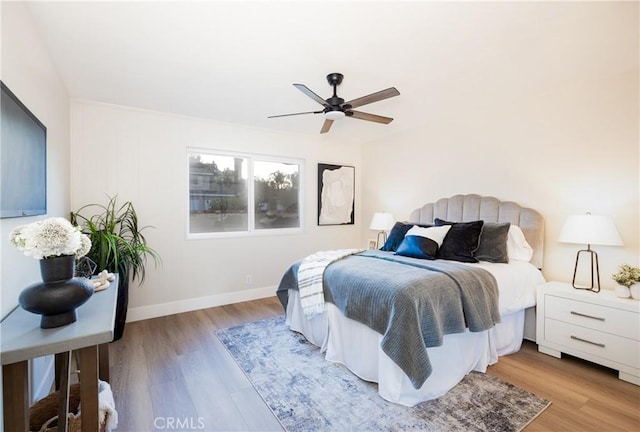 29284 Big Range Rd, Canyon Lake, CA 92587 - bedroom with wood finished floors, baseboards, and ceiling fan