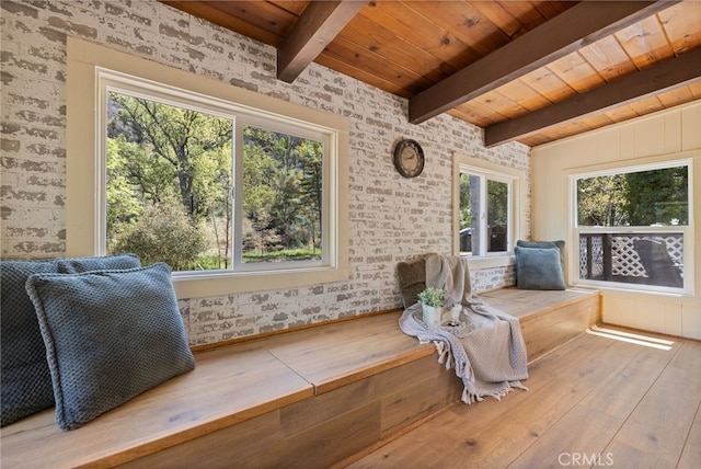 sunroom / solarium with beam ceiling