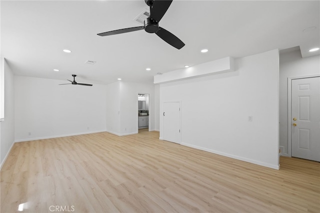 3516 Illinois Trl, Frazier Park, CA 93225 - unfurnished living room with light wood finished floors, baseboards, a ceiling fan, and recessed lighting