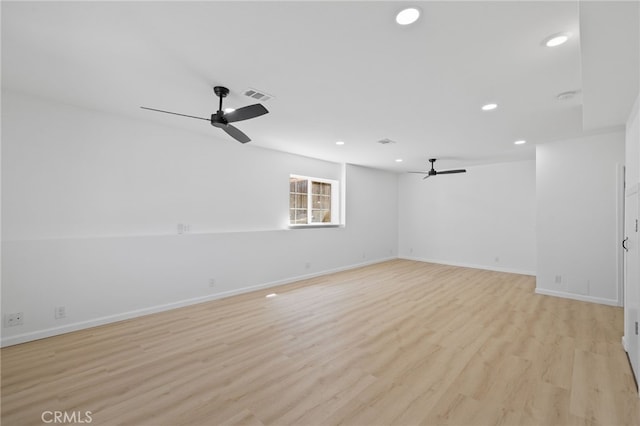 3516 Illinois Trl, Frazier Park, CA 93225 - unfurnished room featuring light wood-type flooring, visible vents, recessed lighting, ceiling fan, and baseboards