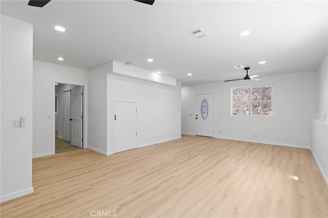 3516 Illinois Trl, Frazier Park, CA 93225 - empty room featuring light wood-type flooring, baseboards, a ceiling fan, and recessed lighting