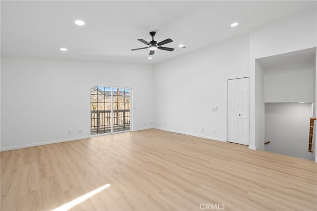 3516 Illinois Trl, Frazier Park, CA 93225 - empty room with baseboards, ceiling fan, light wood-style flooring, and recessed lighting
