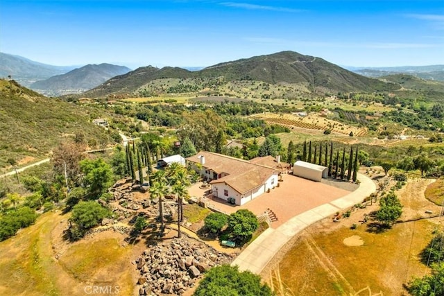 birds eye view of property featuring a mountain view