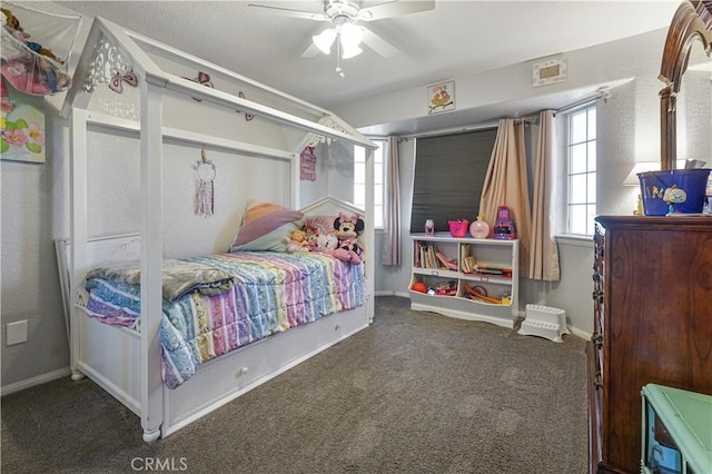 6748 Coriander Dr, Oak Hills, CA 92344 - carpeted bedroom featuring baseboards and a ceiling fan