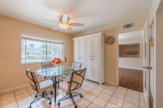 637 Anson St, Simi Valley, CA 93065 - dining area with ceiling fan, light tile patterned floors, and baseboards
