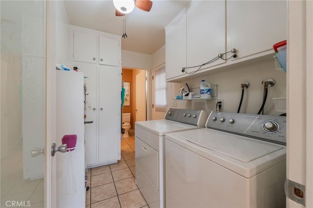 637 Anson St, Simi Valley, CA 93065 - washroom with cabinet space, separate washer and dryer, light tile patterned floors, and a ceiling fan
