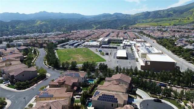 aerial view with a residential view and a mountain view