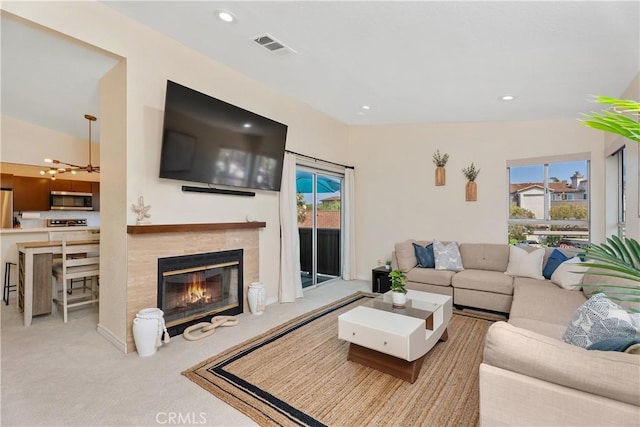 44 Corniche Dr Unit G, Dana Point, CA 92629 - carpeted living area with a fireplace and recessed lighting