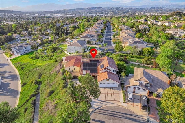 2302 Delfs Ln, Rowland Heights, CA 91748 - aerial view of property's location featuring nearby suburban area and a mountain backdrop