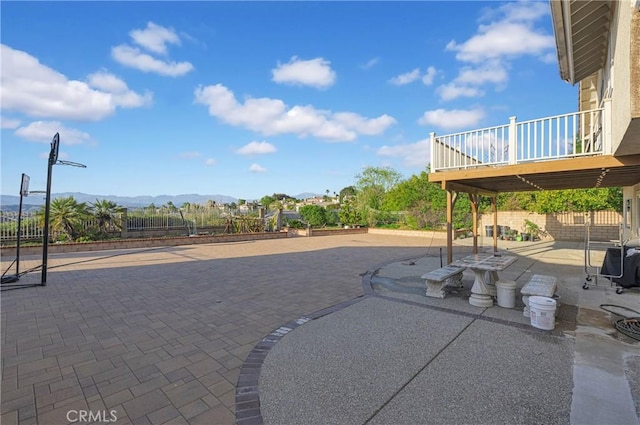 2302 Delfs Ln, Rowland Heights, CA 91748 - view of patio featuring a deck with mountain view