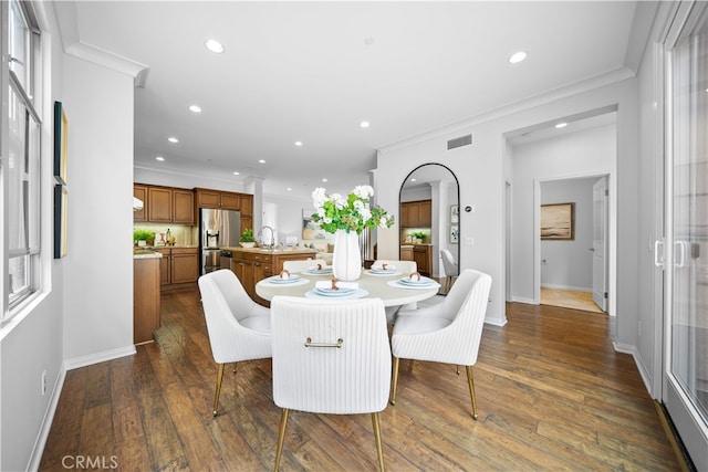 33 Jonquil, Irvine, CA 92618 - dining room with ornamental molding, visible vents, and recessed lighting