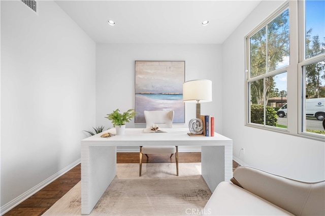 33 Jonquil, Irvine, CA 92618 - office with baseboards, recessed lighting, visible vents, and wood finished floors