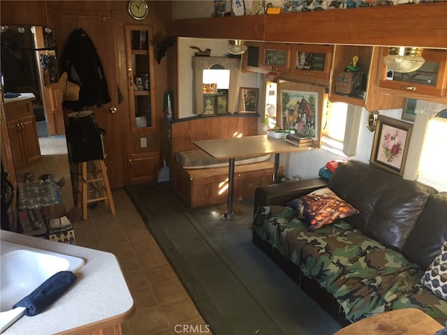 view of tiled living area
