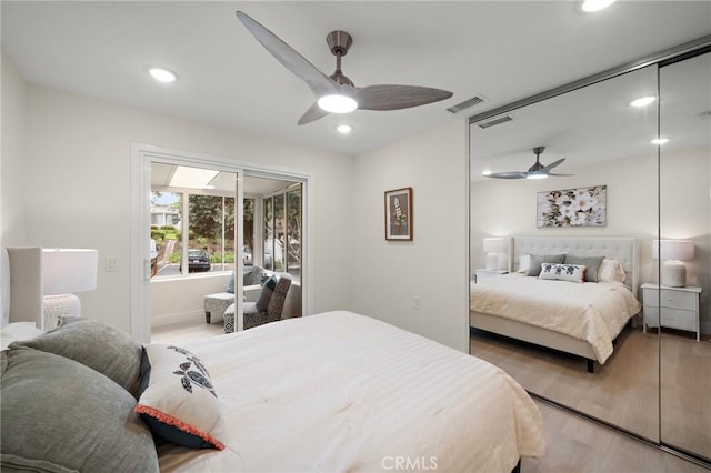 663 Via Los Altos Unit Q, Laguna Woods, CA 92637 - bedroom with recessed lighting, wood finished floors, and a ceiling fan