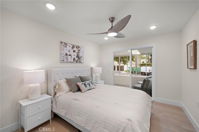 663 Via Los Altos Unit Q, Laguna Woods, CA 92637 - bedroom featuring light wood finished floors, baseboards, a ceiling fan, and recessed lighting