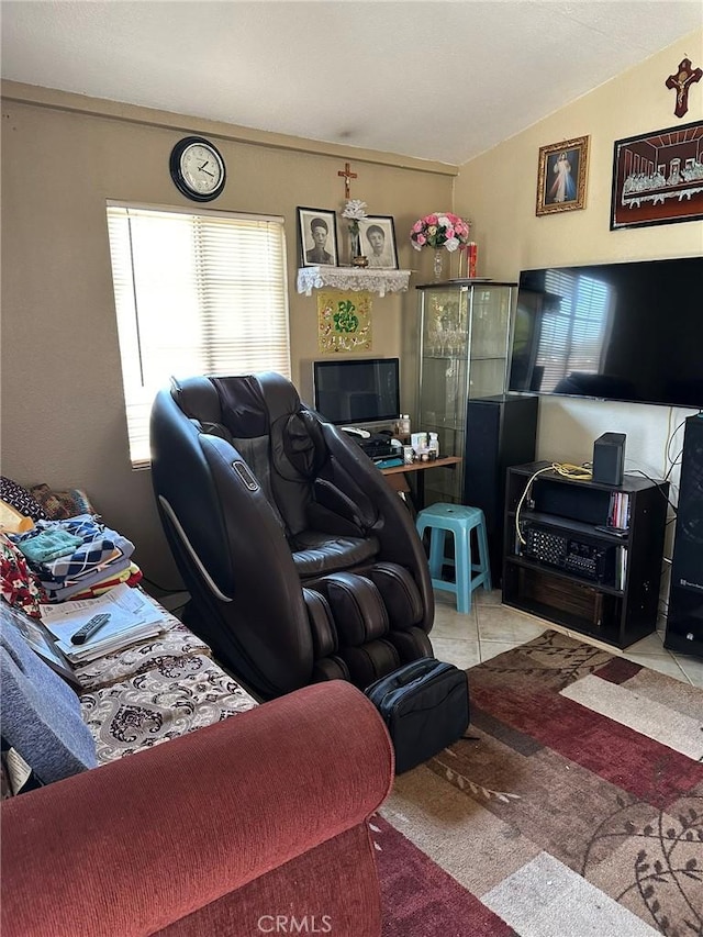 view of tiled living area