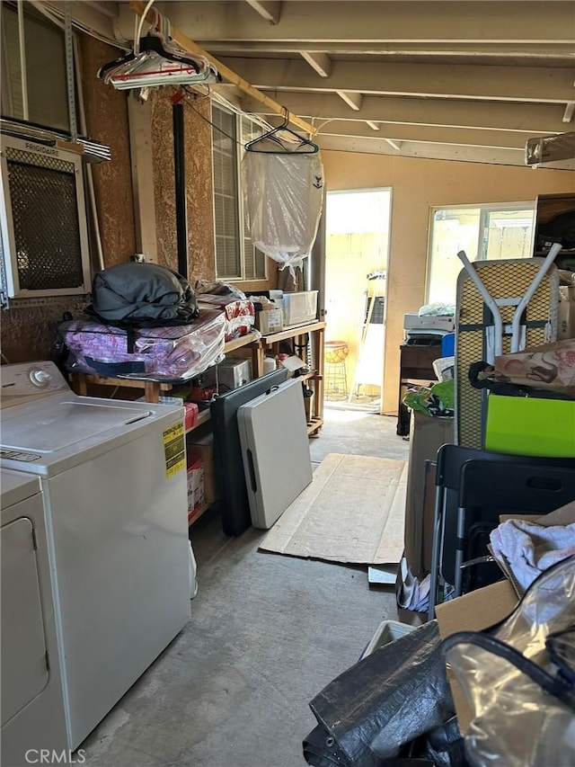 below grade area with separate washer and dryer