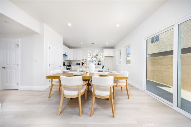 737 Lewis St, Pomona, CA 91768 - dining space with baseboards, light wood-type flooring, and recessed lighting