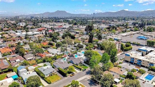 aerial view with a mountain view