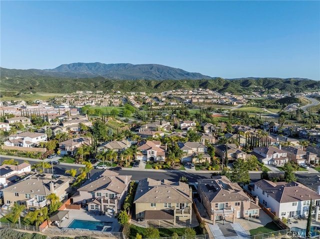 aerial view with a mountain view and a residential view