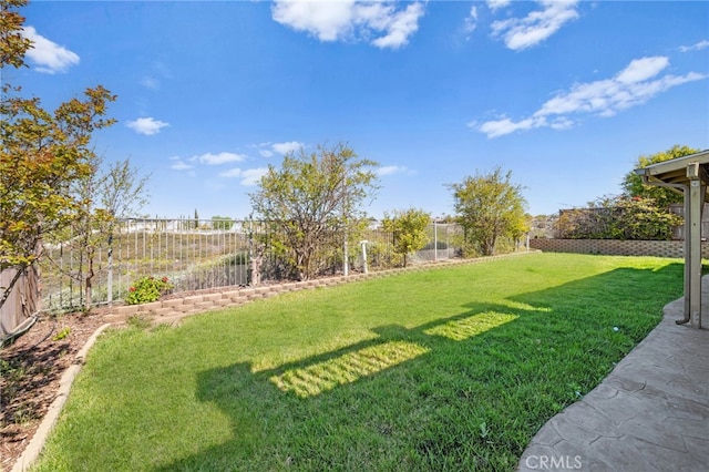 view of yard featuring a fenced backyard