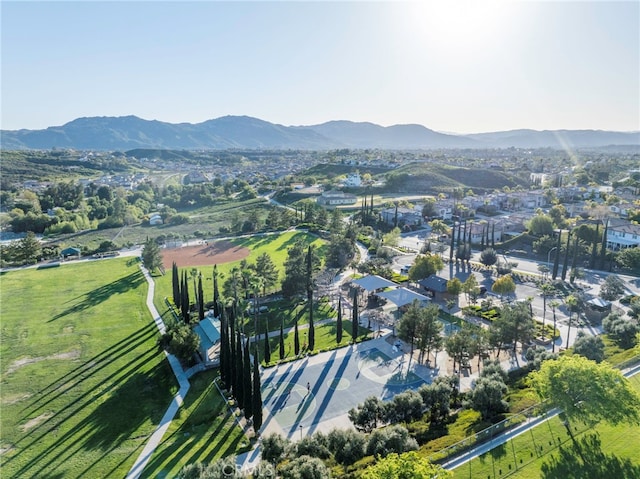 aerial view with a mountain view