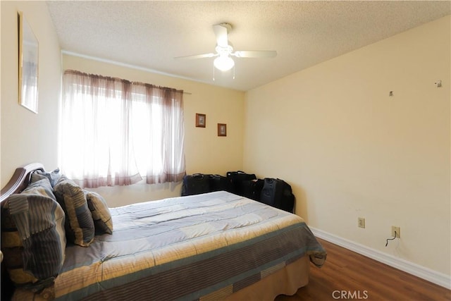 12592 Arlington Pl, Chino, CA 91710 - bedroom featuring wood finished floors, baseboards, ceiling fan, and a textured ceiling