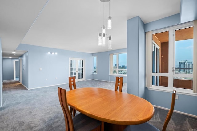 3890 Nobel Dr Unit 1706, San Diego, CA 92122 - carpeted dining room featuring baseboards and french doors