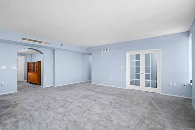3890 Nobel Dr Unit 1706, San Diego, CA 92122 - carpeted spare room with french doors, baseboards, and arched walkways