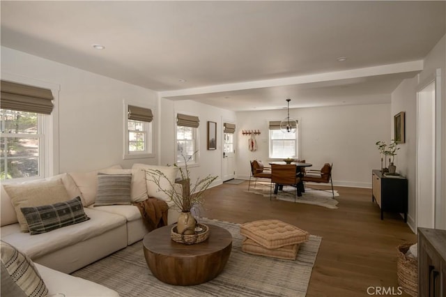 920 Oak Rd, Lake Arrowhead, CA 92385 - living room with wood finished floors and baseboards