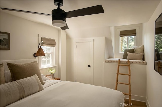 920 Oak Rd, Lake Arrowhead, CA 92385 - bedroom with ceiling fan and baseboards