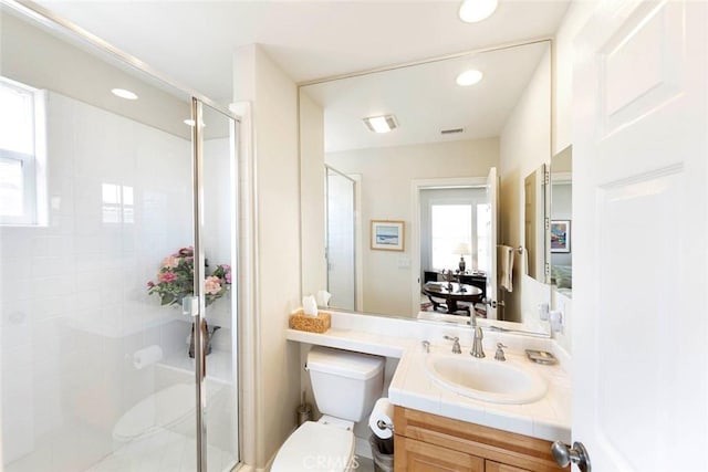 6312 Camino Marinero, San Clemente, CA 92673 - full bath with a stall shower, vanity, plenty of natural light, and recessed lighting