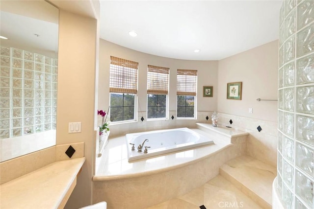 6312 Camino Marinero, San Clemente, CA 92673 - full bath featuring a whirlpool tub, tile patterned flooring, and recessed lighting