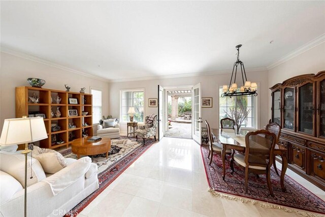 6312 Camino Marinero, San Clemente, CA 92673 - living area with a chandelier and ornamental molding