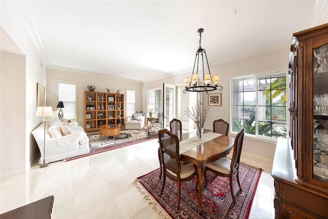 6312 Camino Marinero, San Clemente, CA 92673 - dining space featuring a chandelier and ornamental molding