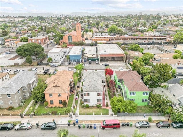 aerial view with a mountain view and a residential view
