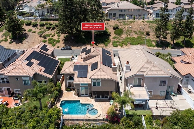 5530 Van Gogh Way, Yorba Linda, CA 92887 - aerial perspective of suburban area with a pool