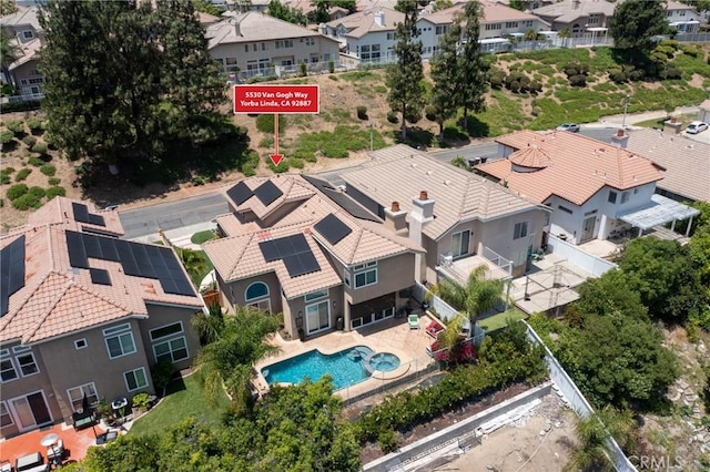 5530 Van Gogh Way, Yorba Linda, CA 92887 - aerial perspective of suburban area with a pool area