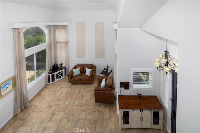 5530 Van Gogh Way, Yorba Linda, CA 92887 - living area with a chandelier and stone finish flooring