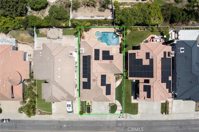 5530 Van Gogh Way, Yorba Linda, CA 92887 - aerial view of property and surrounding area with a pool area and property parcel outlined